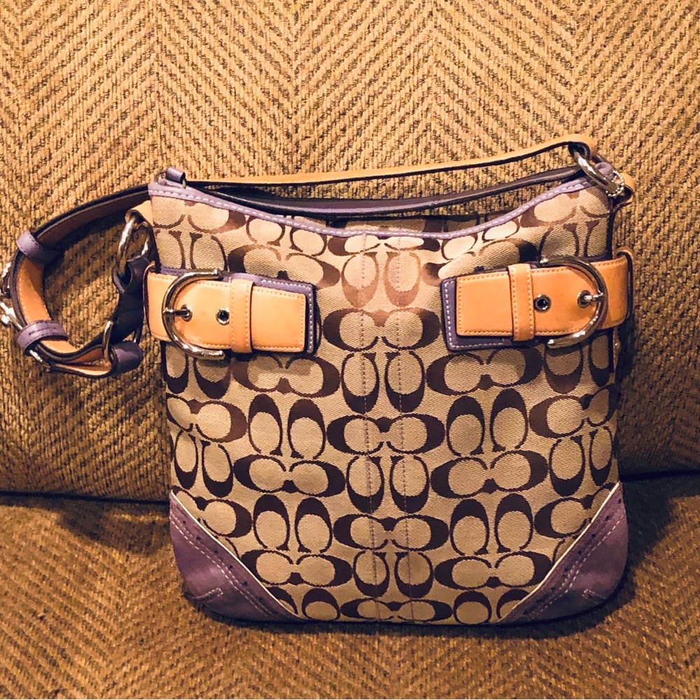 Vintage Coach 1487 Signature Canvas/Suede Shoulder Bag - Picture 4 of 16